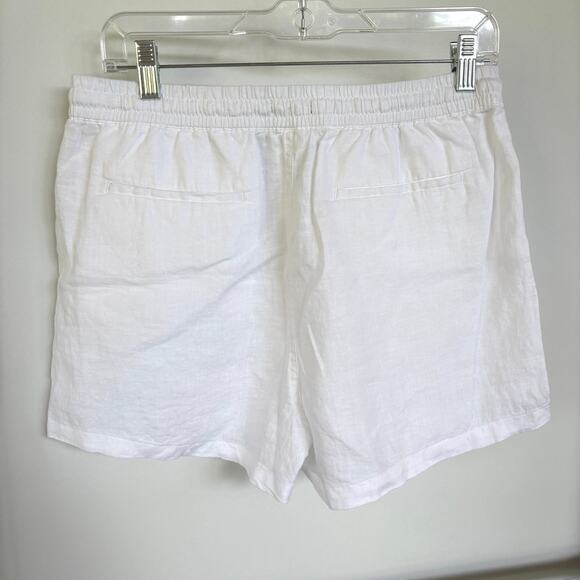 NWT Quince White Linen Mini Shorts Pull On Beach Vacation Elastic Waist Medium - Picture 3 of 8